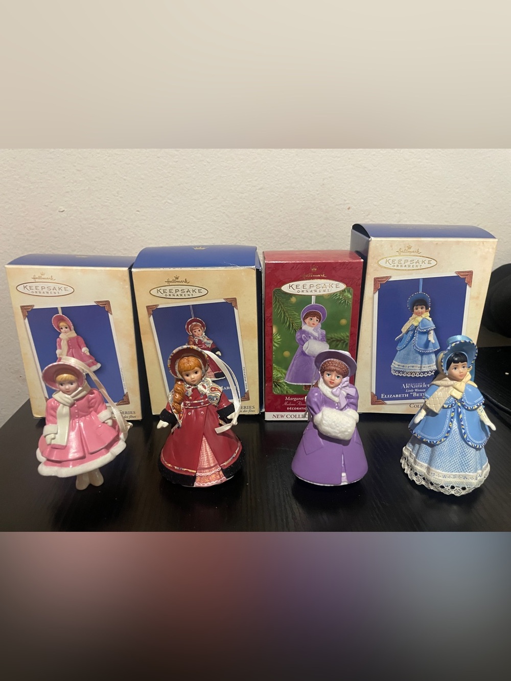 Hallmark Keepsake little women Doll Ornament Set - Purple & Red